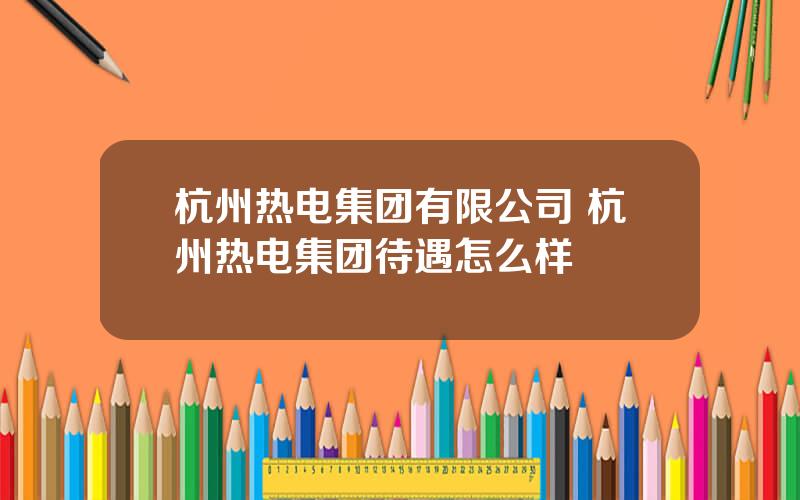 杭州热电集团有限公司 杭州热电集团待遇怎么样